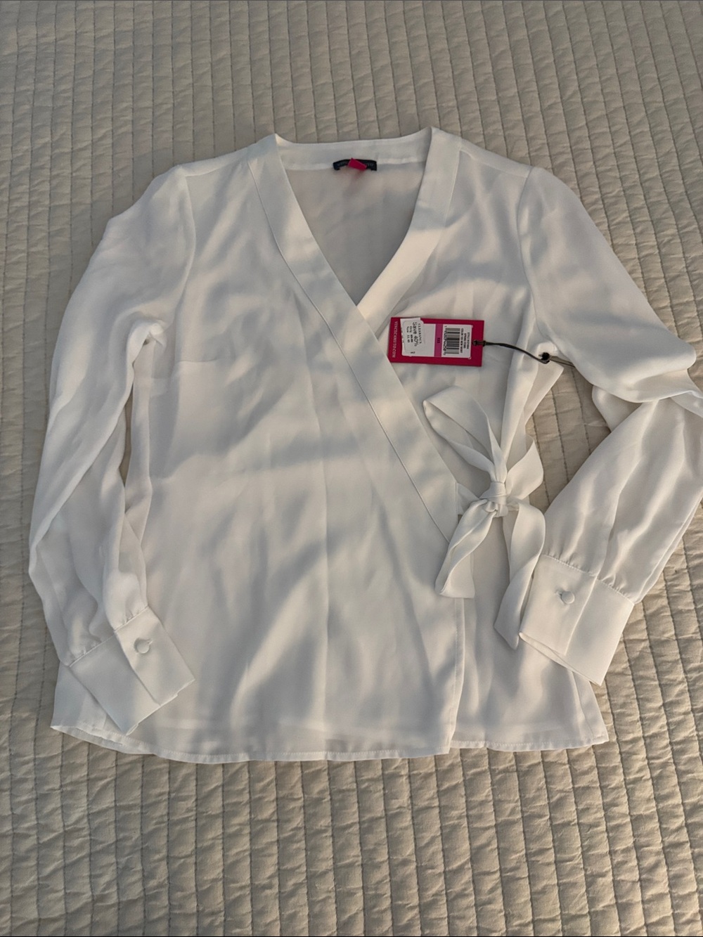 NWT Vince Camuto White Wrap Blouse with Side Tie XS